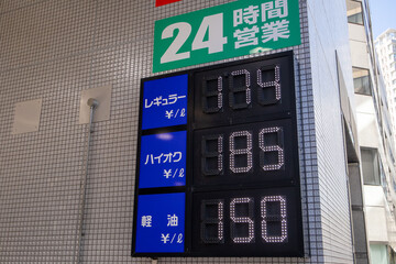 ガソリンスタンドの料金表示板