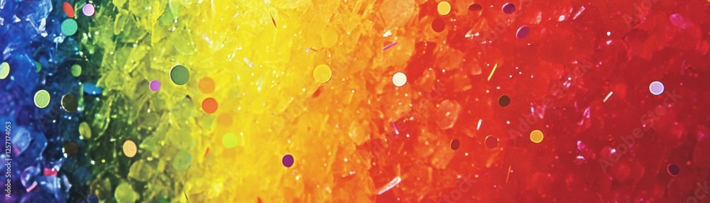 Poster rainbow spectrum of color with glitter and confetti texture