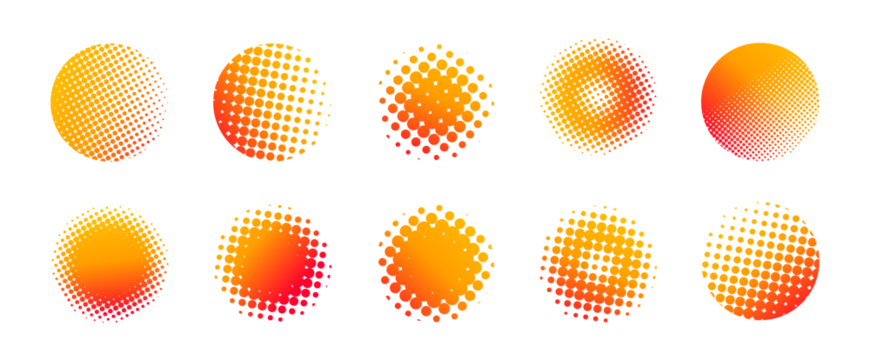 赤黄色のドットグラデーション　水玉　ハーフトーン　アメコミ　スクリーントーン　パターンセット