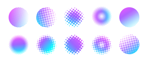 青紫のドットグラデーション　水玉　ハーフトーン　アメコミ　スクリーントーン　パターンセット