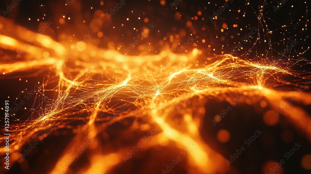Poster abstract technology background with particles and mesh lines