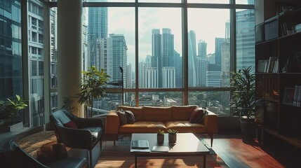 Modern Lounge Area with Scenic City View in Kuala Lumpur