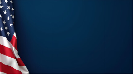 Elegant American Flag with Dark Blue Background for Patriotic Themes