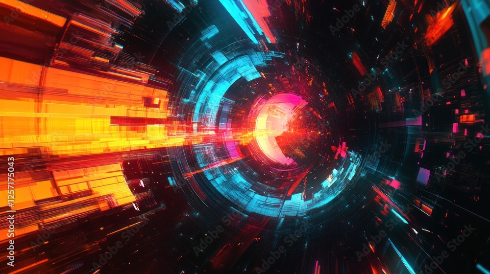 Aufkleber abstract tunnel with colorful geometric shapes creates futuristic ambiance