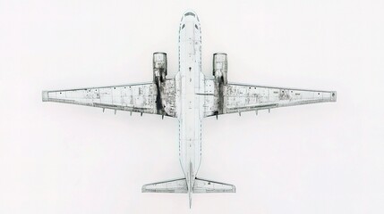 Aerial Perspective of Modern Airplane with Detailed Structure Design