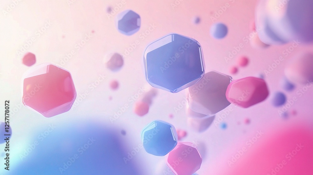 Poster abstract vector design with floating shapes on soft background