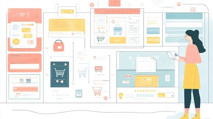 Creative schematic illustrating the development of personalized customer experiences in ecommerce emphasizing user feedback and satisfaction
