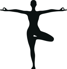 Fototapeta premium Silhouette Meditation/Yoga Poses Vector Illustration Transparent Background