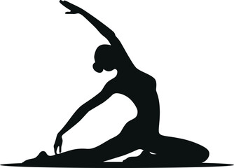 Silhouette Meditation/Yoga Poses Vector Illustration Transparent Background