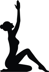 Silhouette Meditation/Yoga Poses Vector Illustration Transparent Background