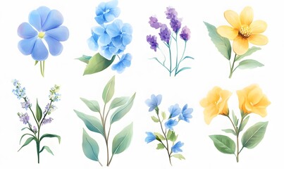 Fototapeta premium spring flowers on white background, Generative AI