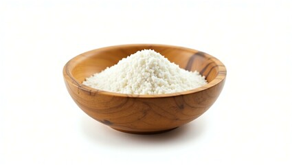 epazote placed in a rustic wooden bowl, isolated on a pure white background with a precise clipping path