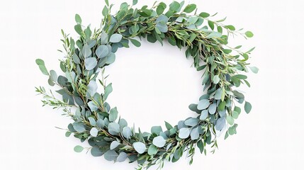 Eucalyptus Wreath Frame with Green Leaves for Home Decor