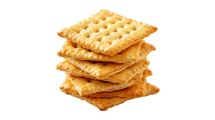 Stack of Crispy Salt Crackers Delicious Snack Golden Brown