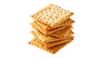 Stack of square crackers crispy snack food delicious golden brown