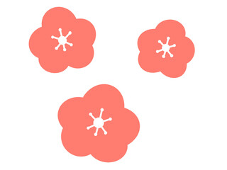 可愛いシンプルな梅のイラスト　ピンク