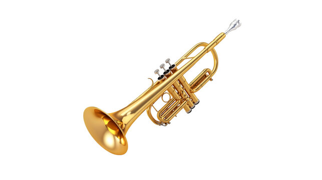 recommend clip art: Golden Trumpet Musical Instrument Brass Wind Black Background