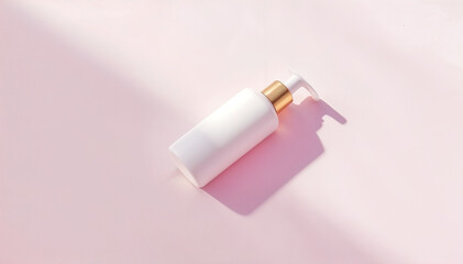 white pump bottle with a gold cap