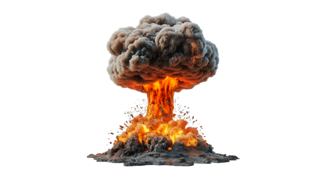 Massive Nuclear Explosion Mushroom Cloud Fire Destruction