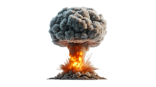 Massive Nuclear Explosion Mushroom Cloud Fireball Destruction