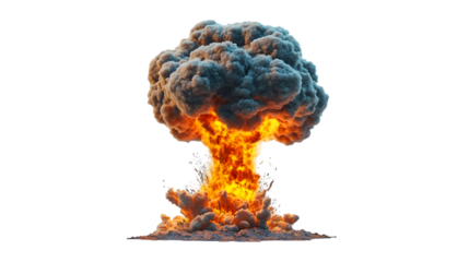 Massive Explosion Fireball Smoke Dark Background
