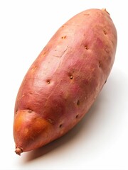Fresh Raw Sweet Potato on White Background - A fresh sweet potato with a smooth skin, ideal for cooking, baking, and healthy meals.

