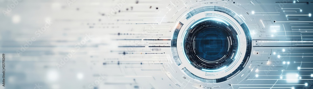 Poster Futuristic tunnel illuminated by blue light creating a mesmerizing visual effect and perspective