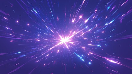 Naklejka premium Abstract cosmic light burst background. Featuring cosmic light burst and vivid colors. Emphasizing depth and radiance. Ideal for space and dynamic themes.