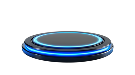 Futuristic Blue Neon Circular Platform Display Stand
