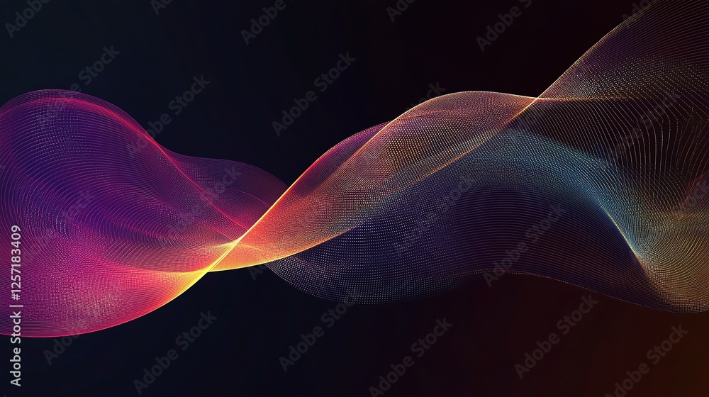 Poster abstract vector design featuring waves of communication and data flow