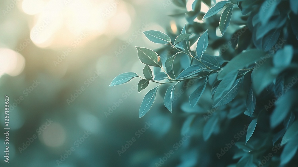 Aufkleber soft green leaves on a spring background with bokeh effect