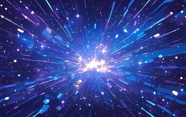 Naklejka premium Abstract cosmic light bursts background. Featuring cosmic light bursts and bright colors. Emphasizing movement and depth. Ideal for space and dynamic themes.