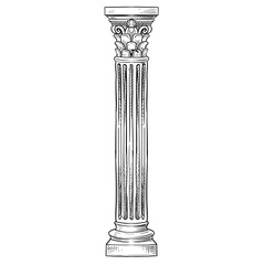 greek and roman columns handdrawn illustration