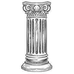 greek and roman columns handdrawn illustration