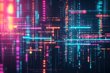 Abstract technology background featuring glowing lines and dots in a digital environment