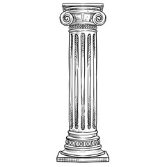 greek and roman columns handdrawn illustration