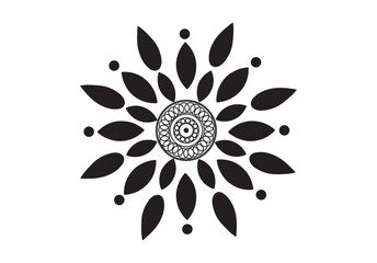 Abstract round ornament and simple alpona design , Mandela design for various purposes.Black & White Elegant vector mandala design