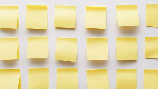 Isolated Yellow Sticky Notes on a Clean White Background