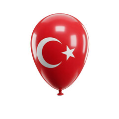 Turkish flag balloon isolated on transparent background 