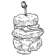 canape finger food handdrawn illustration