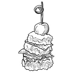 canape finger food handdrawn illustration