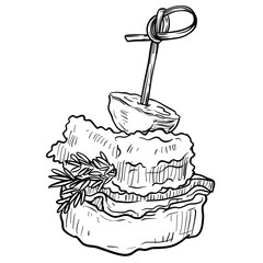 canape finger food handdrawn illustration