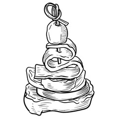 canape finger food handdrawn illustration