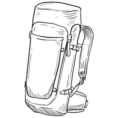 hiking and trekking bags handdrawn illustration