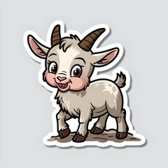 Naklejka premium Adorable Kid Goat Cartoon Sticker Farm Animal Illustration