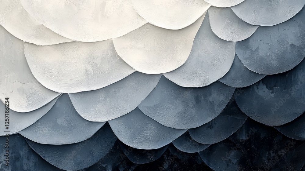 Poster abstract painting features overlapping curved shapes in a gradient