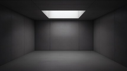 An empty, minimalist room with a skylight creates an ideal backdrop for product displays and creative mockups
