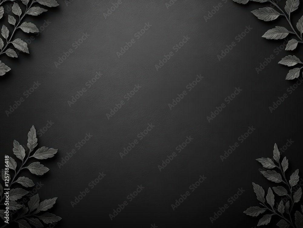 Poster close-up of green leaves on a black background creating a natural and elegant composition