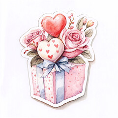 Beautiful gift box adorned with roses and hearts, perfect for expressing love and affection on special occasions