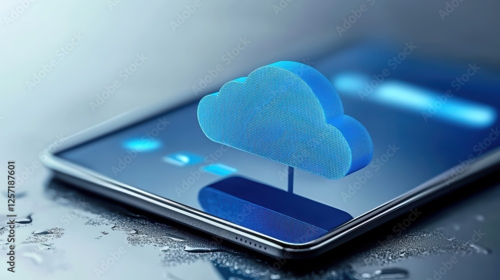 Poster cloud computing on mobile phone, access data, apps, and storage wirelessly. seamless integration bet